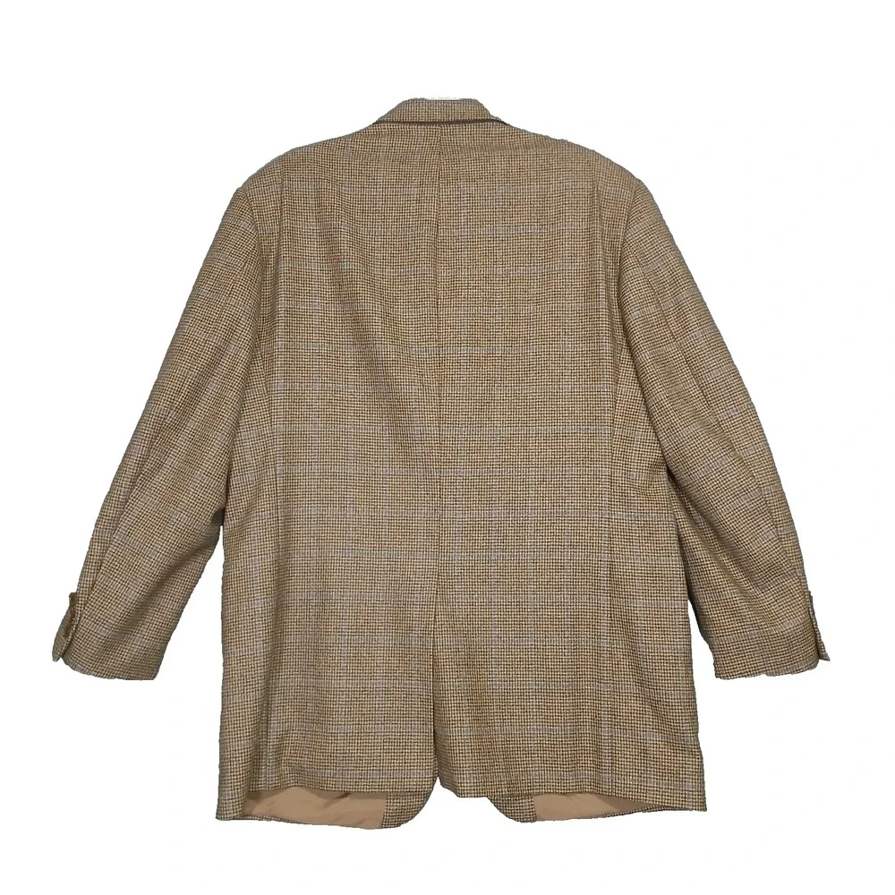 John W Nordstrom‎ Sport Coat Jacket Blazer Men's Brown Plaid 100% Wool 44L-T